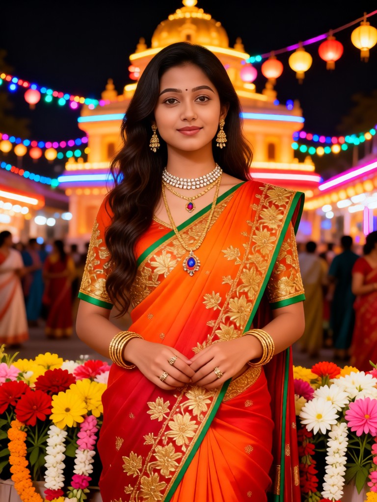 A beautiful woman at the lantern festival image