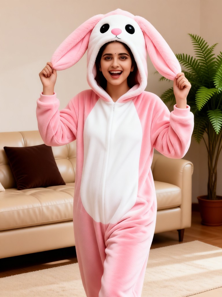 A beautiful woman wearing a rabbit costume image