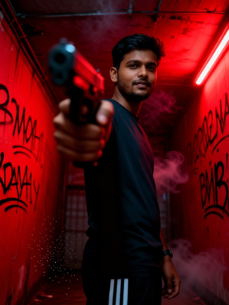 A gangster holding a gun image