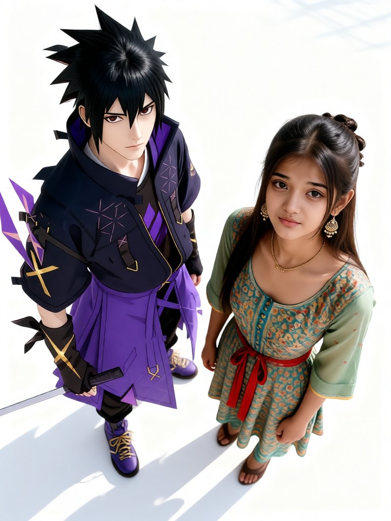 Taking a photo with Naruto Sasuke image