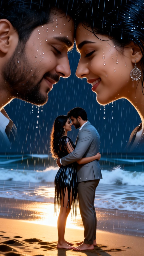 Double-Couples by the seaside in the rain-p image