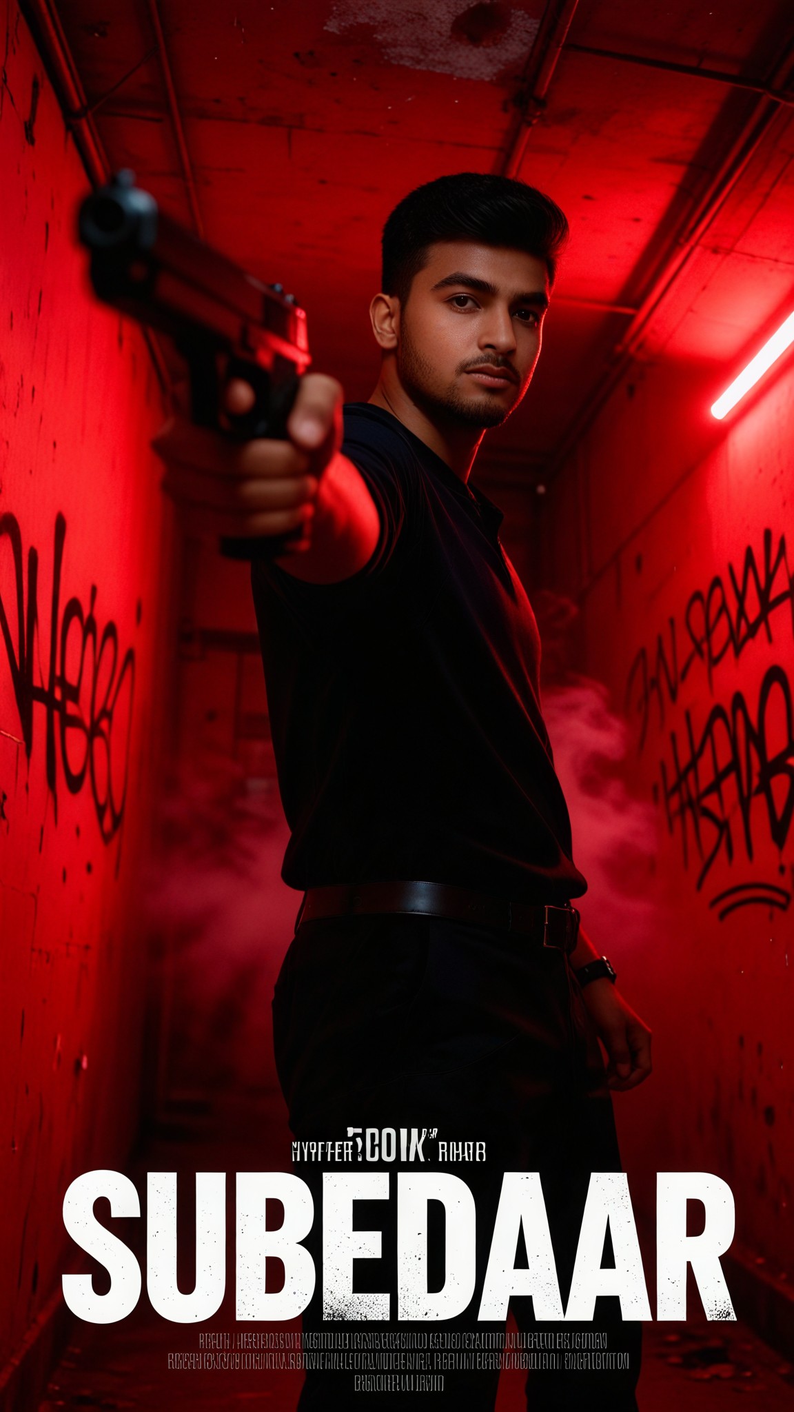 The poster of the movie SUBEDAAR has a crime style image