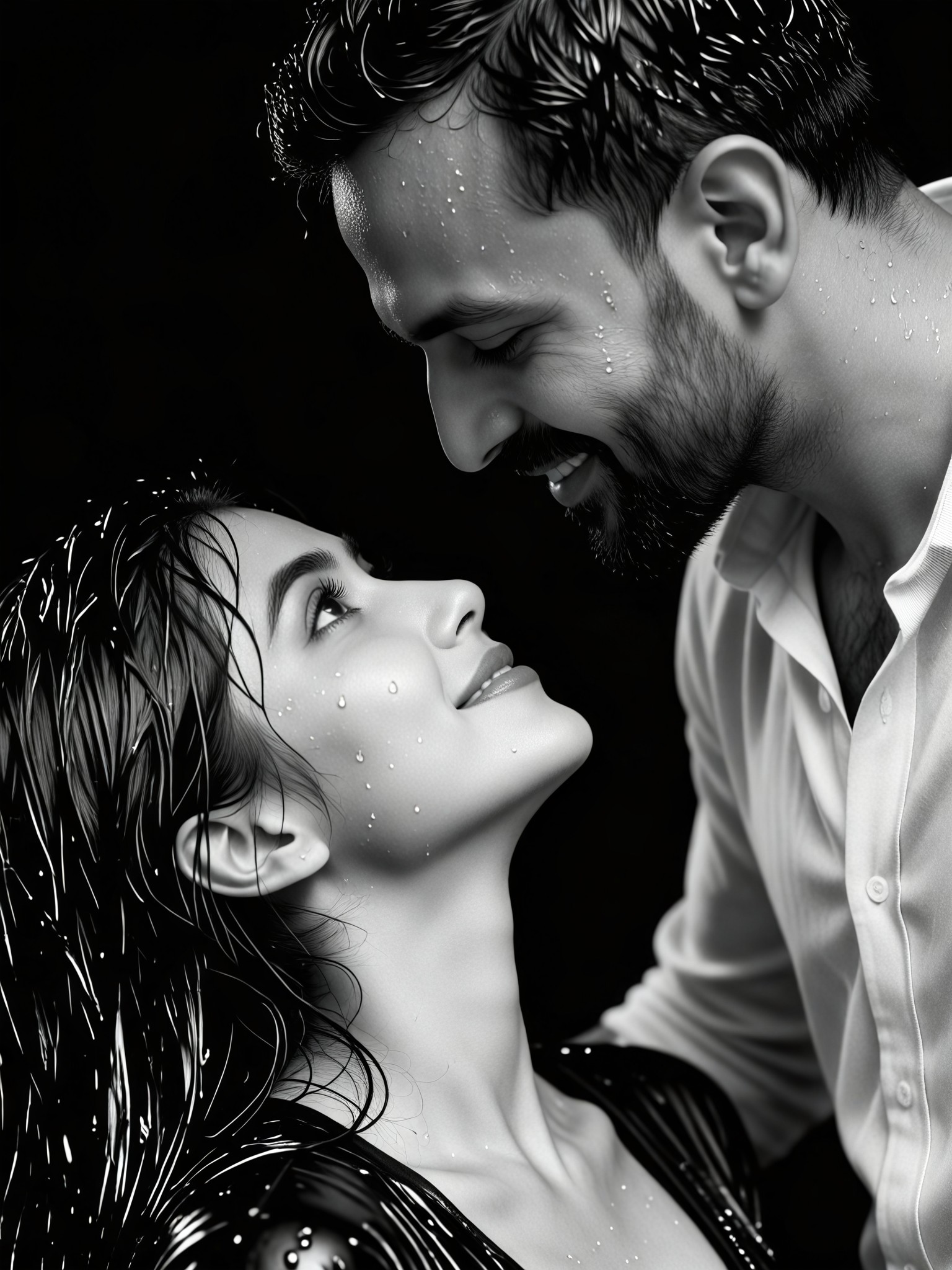 A couple getting soaked image