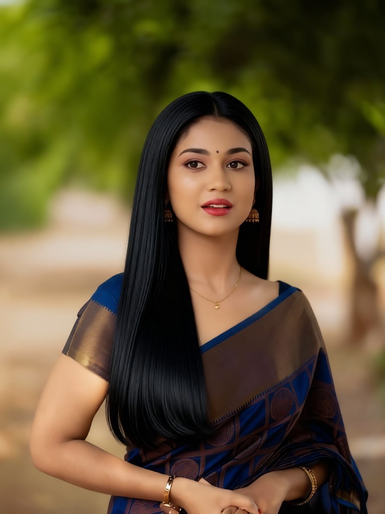 Black, long, and straight goddess hair image