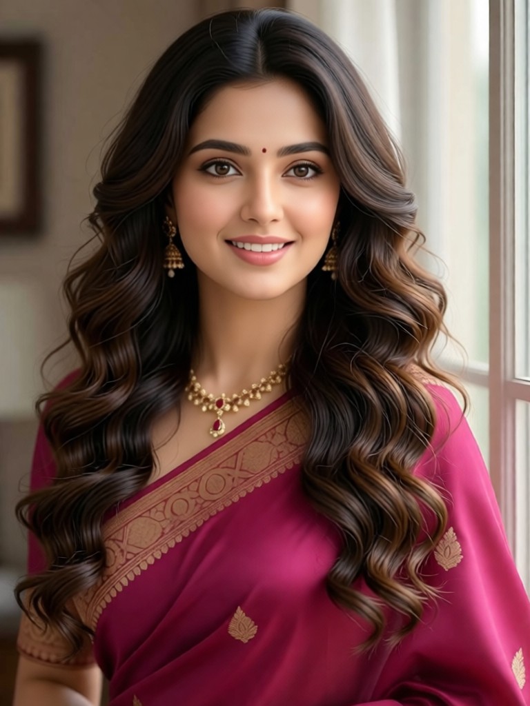 Romantic big wavy curly hair image