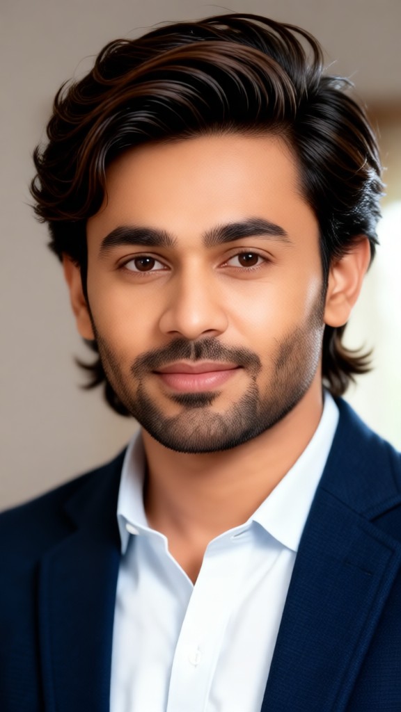 Bollywood Men's Fluffy Side Part image