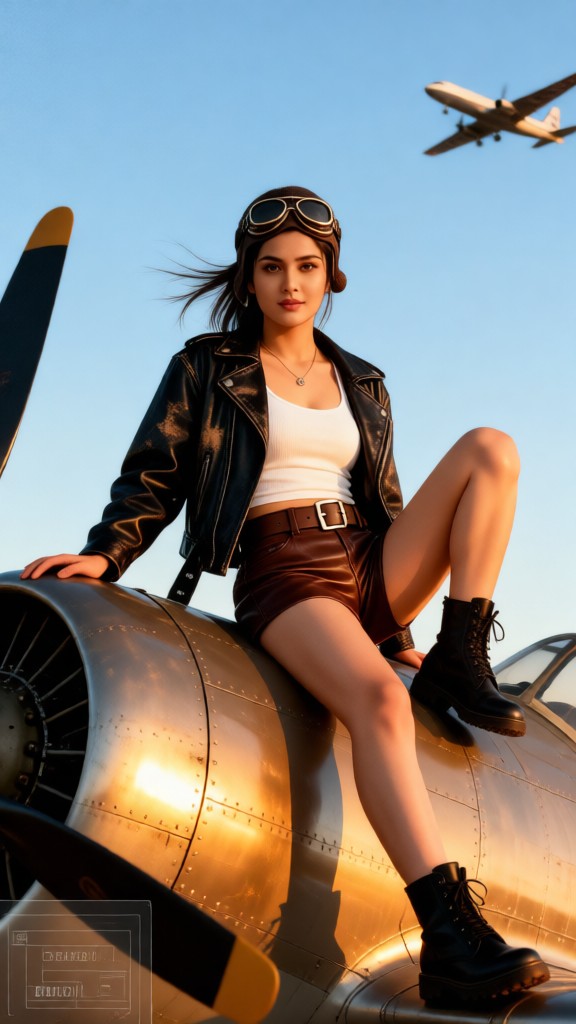 Airplane + Beautiful Woman image