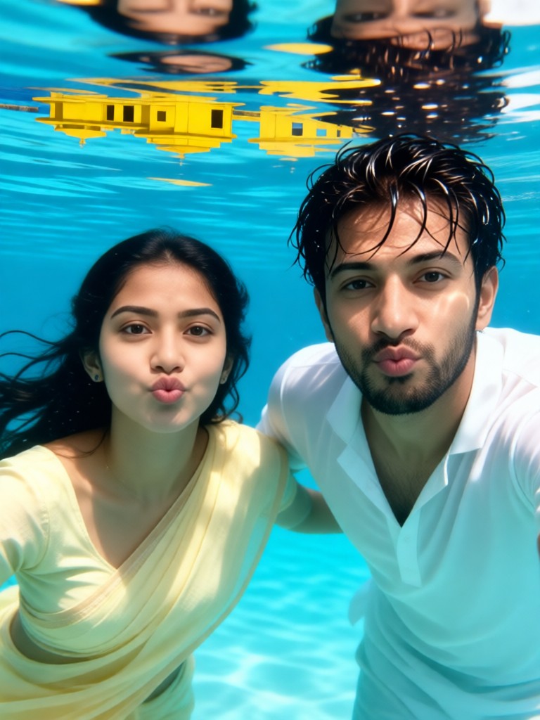Couple leaping out of the sea - Blue Coast image