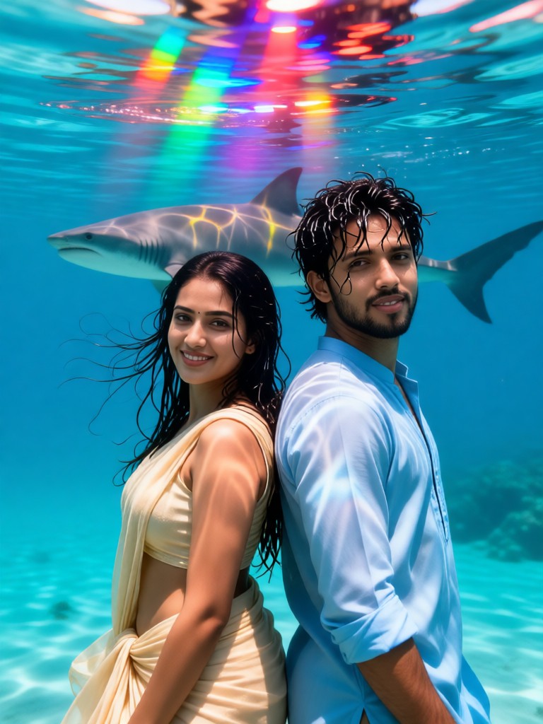 Couple Leaps Out of the Sea - Shark image