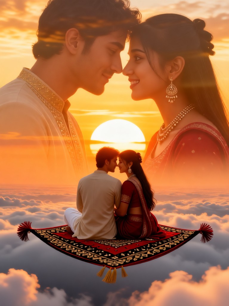 Sitting on the flying carpet, heading towards happiness image