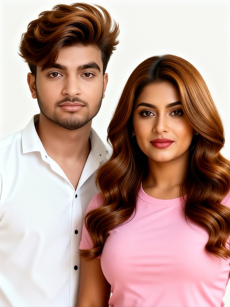 Couple Caramel Brown Hairstyle image
