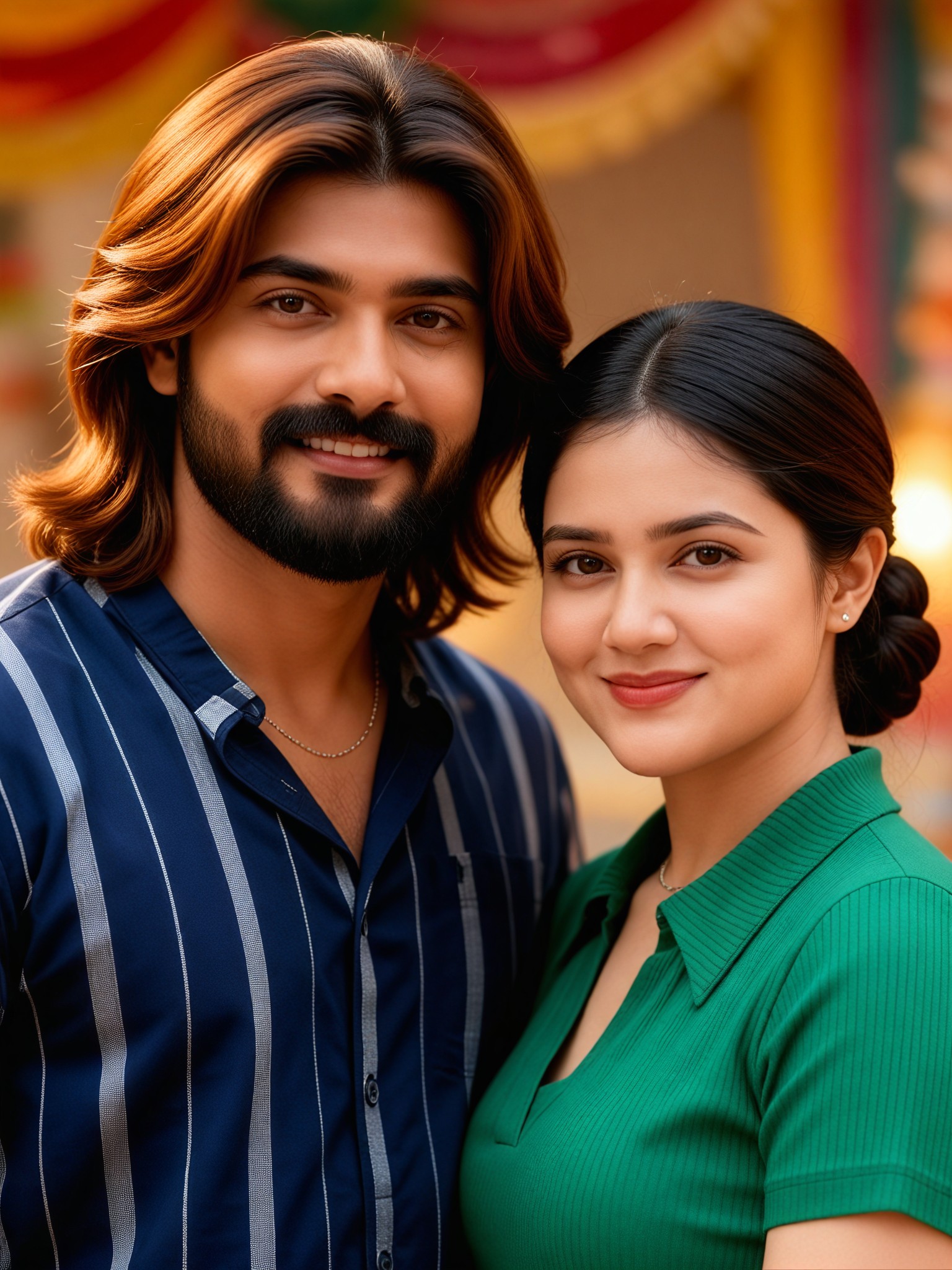 Couple's Warm Black-Brown Hairstyle image