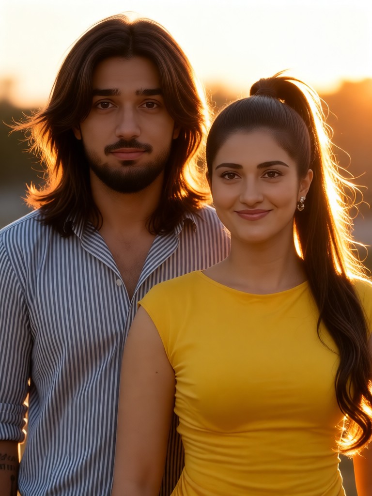 Couple's Deep Chocolate Brown Hairstyle image