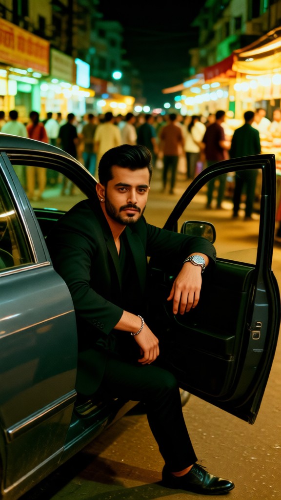 Handsome guy in the car-v image