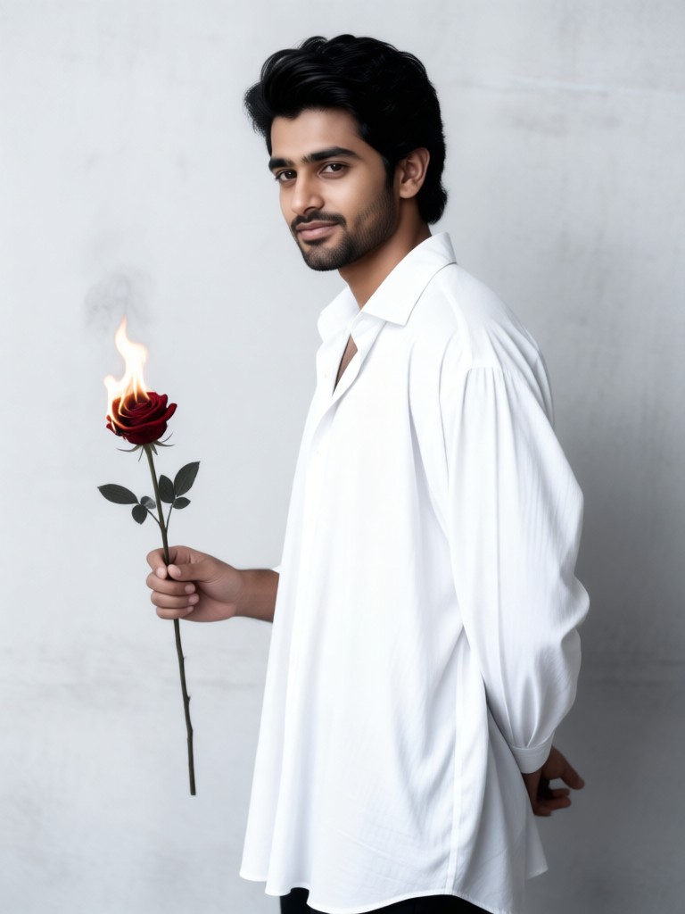 White Portrait - Flame Rose image