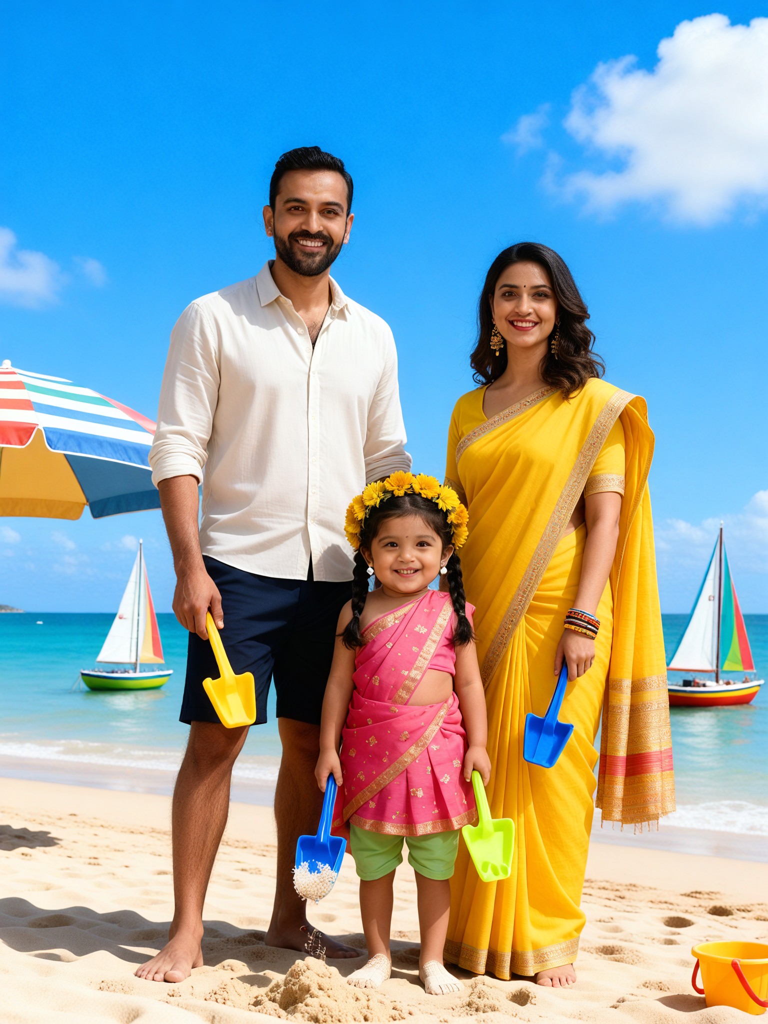 Bright Daytime Family Photo ·  Beach  image