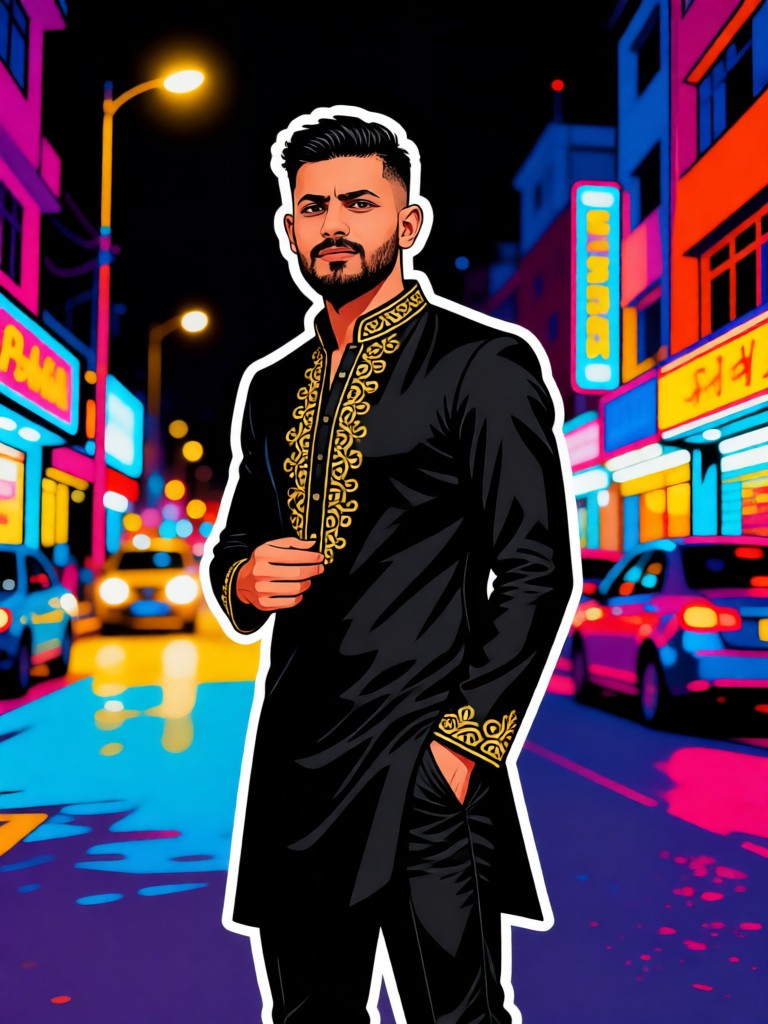 Men's Pop Art Style Night Street image