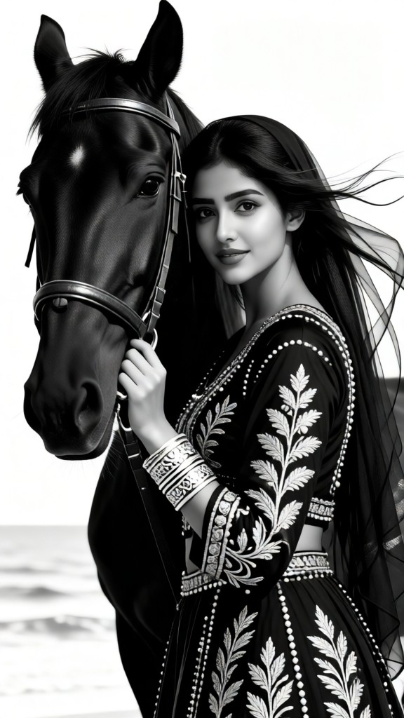 Beautiful Woman on Horseback image