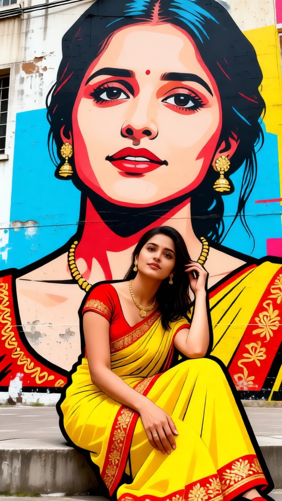 Wall painting background in Pop Art style for women image