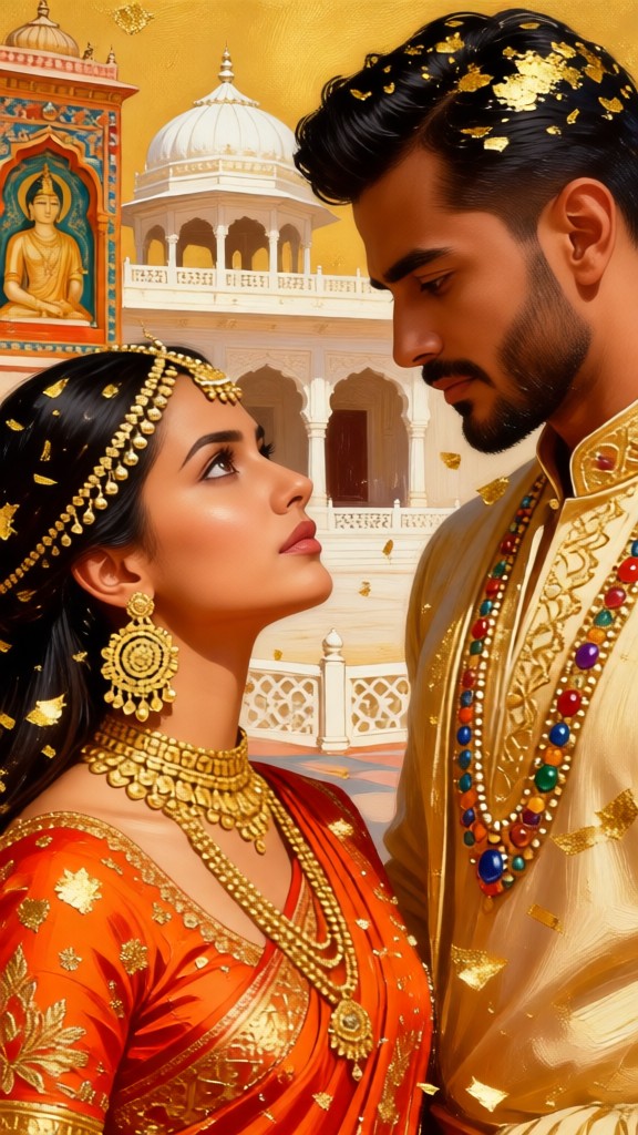 Gold Leaf Oil Painting-Couple image