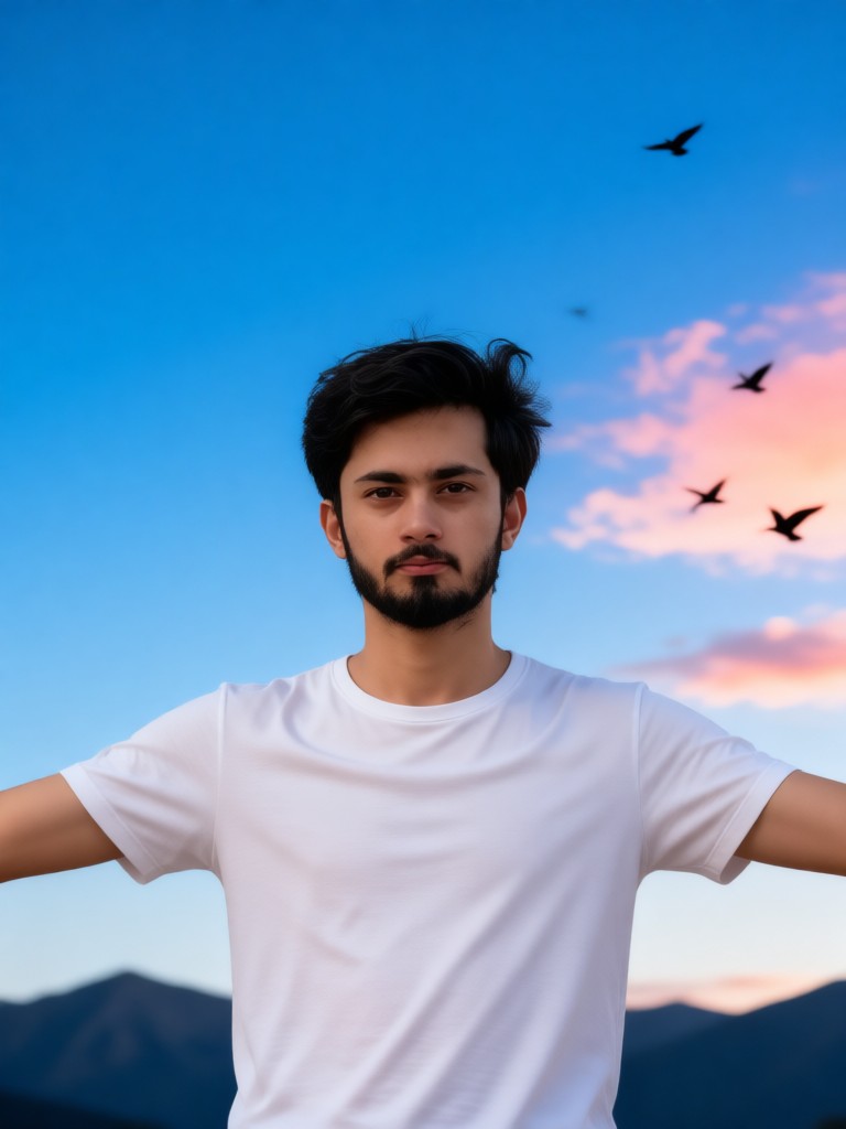 Flying at the top of the mountain image
