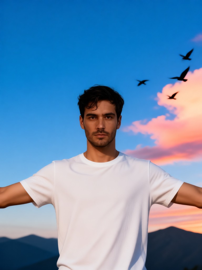 Flying at the top of the mountain image