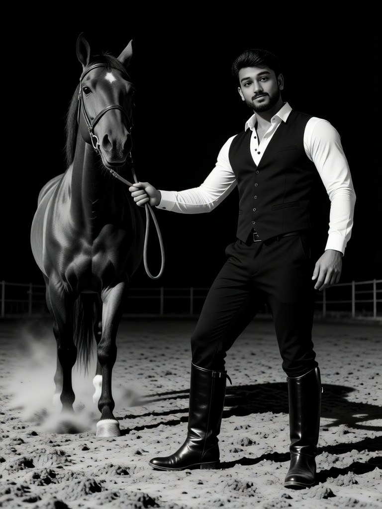 Horse Ranch Power Black-and-White Style image