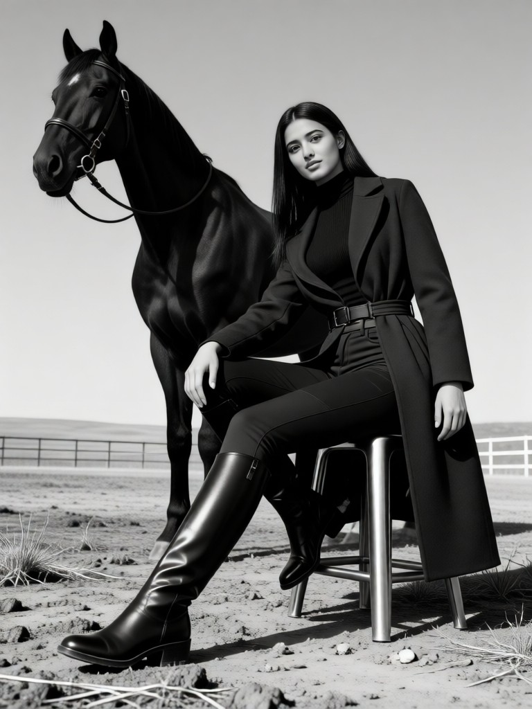 Ms. Machang's black-and-white style overcoat image