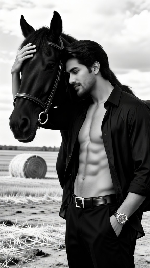 The Handsome Guy and the Horse image