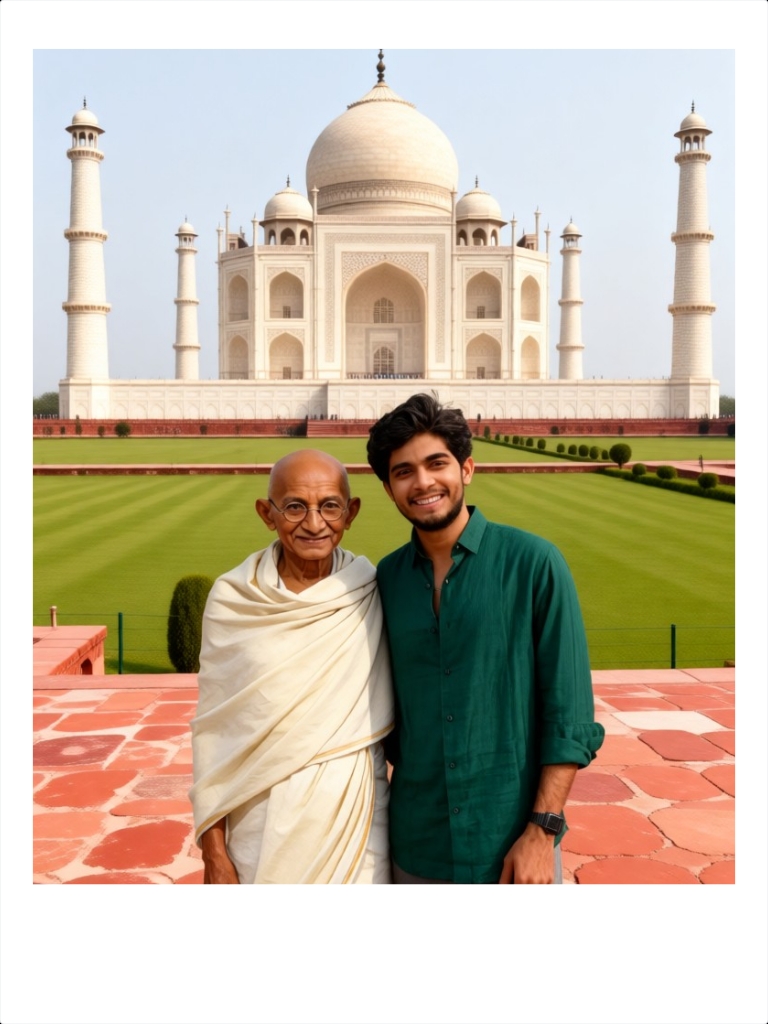 Taking a photo with Mahatma Gandhi across time and space image