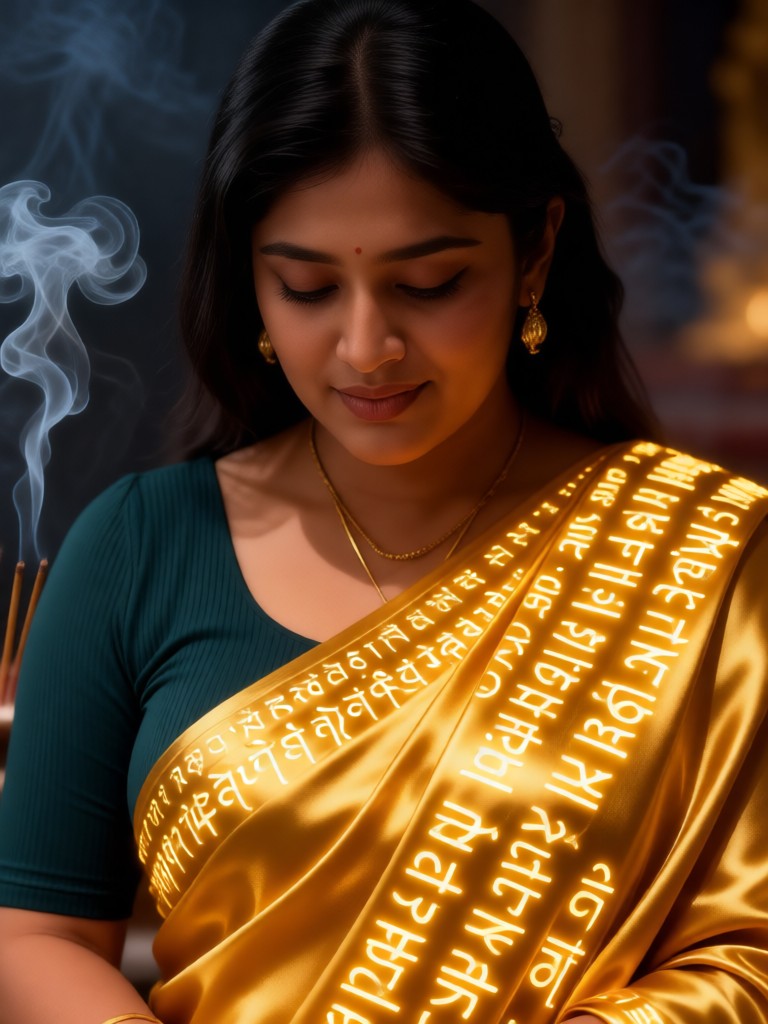 Glowing Sanskrit Script image
