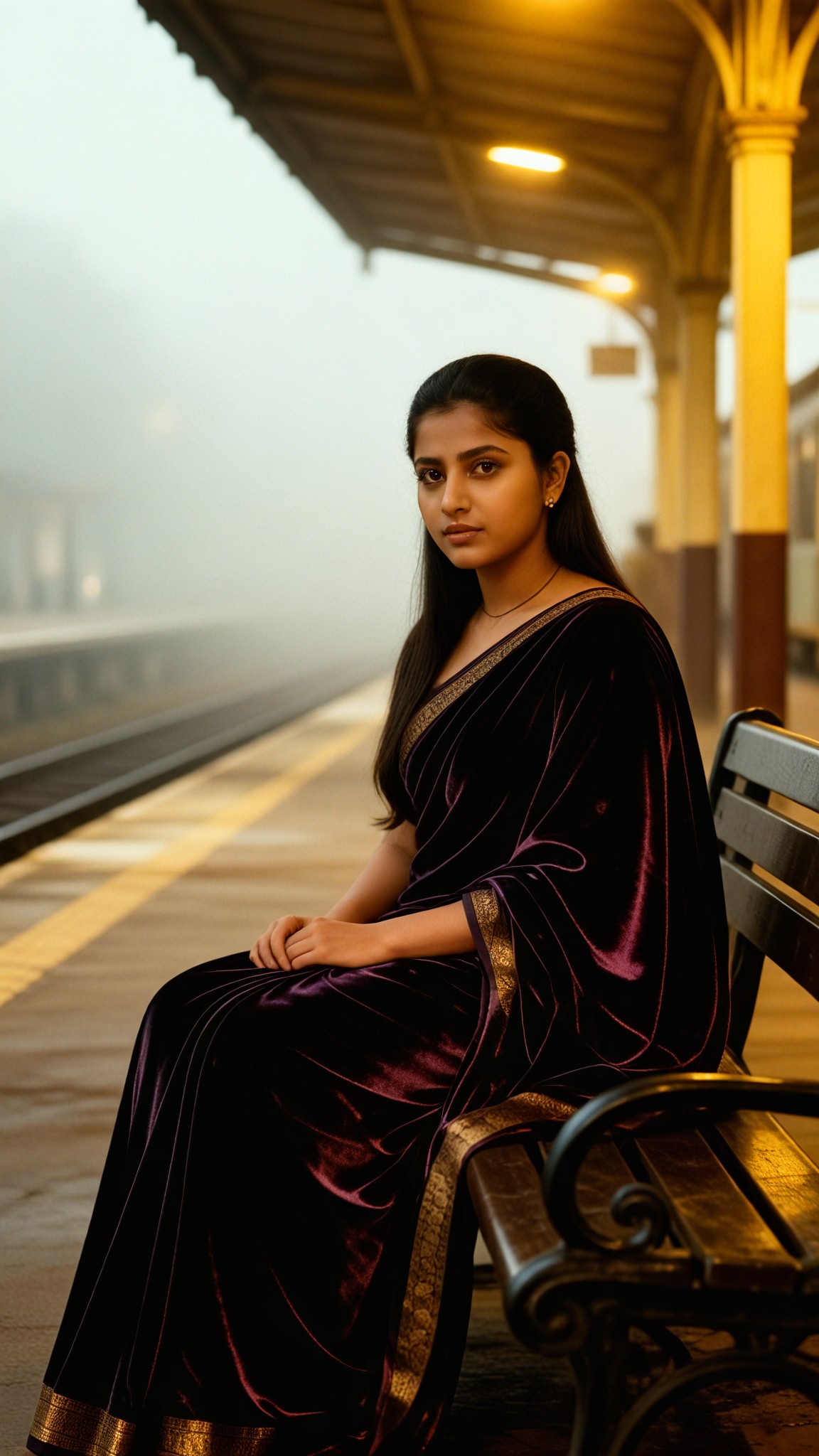 Retro platform emotional female (girl) image