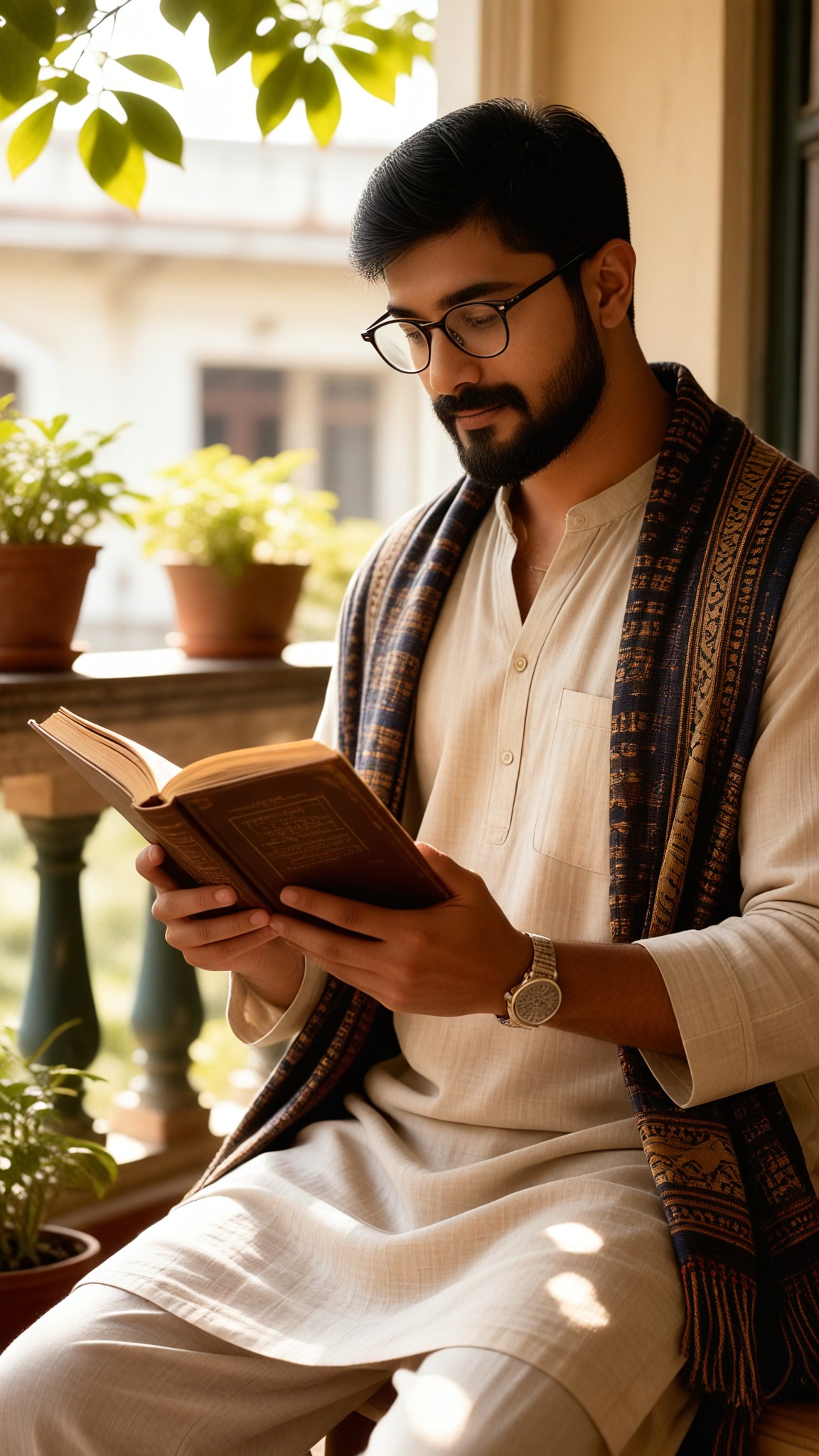 Balcony Reading Literary Gentleman - Male image