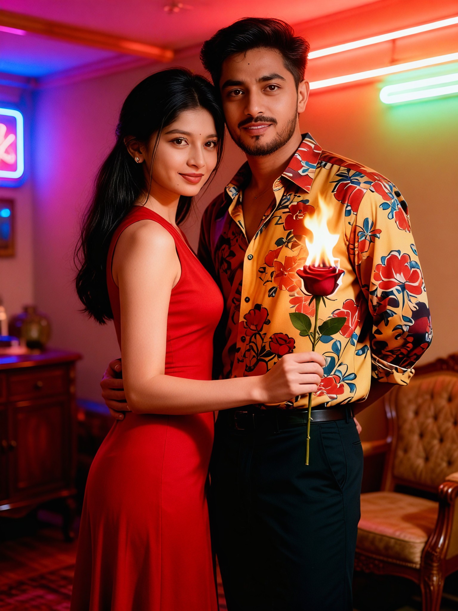 Retro Hong Kong Style Blazing Rose - Couple image