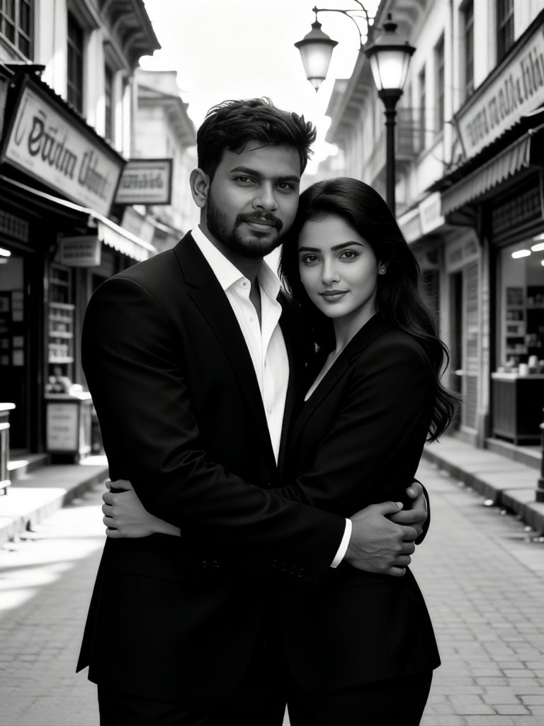 Black and White Elegant · Street Embracing image