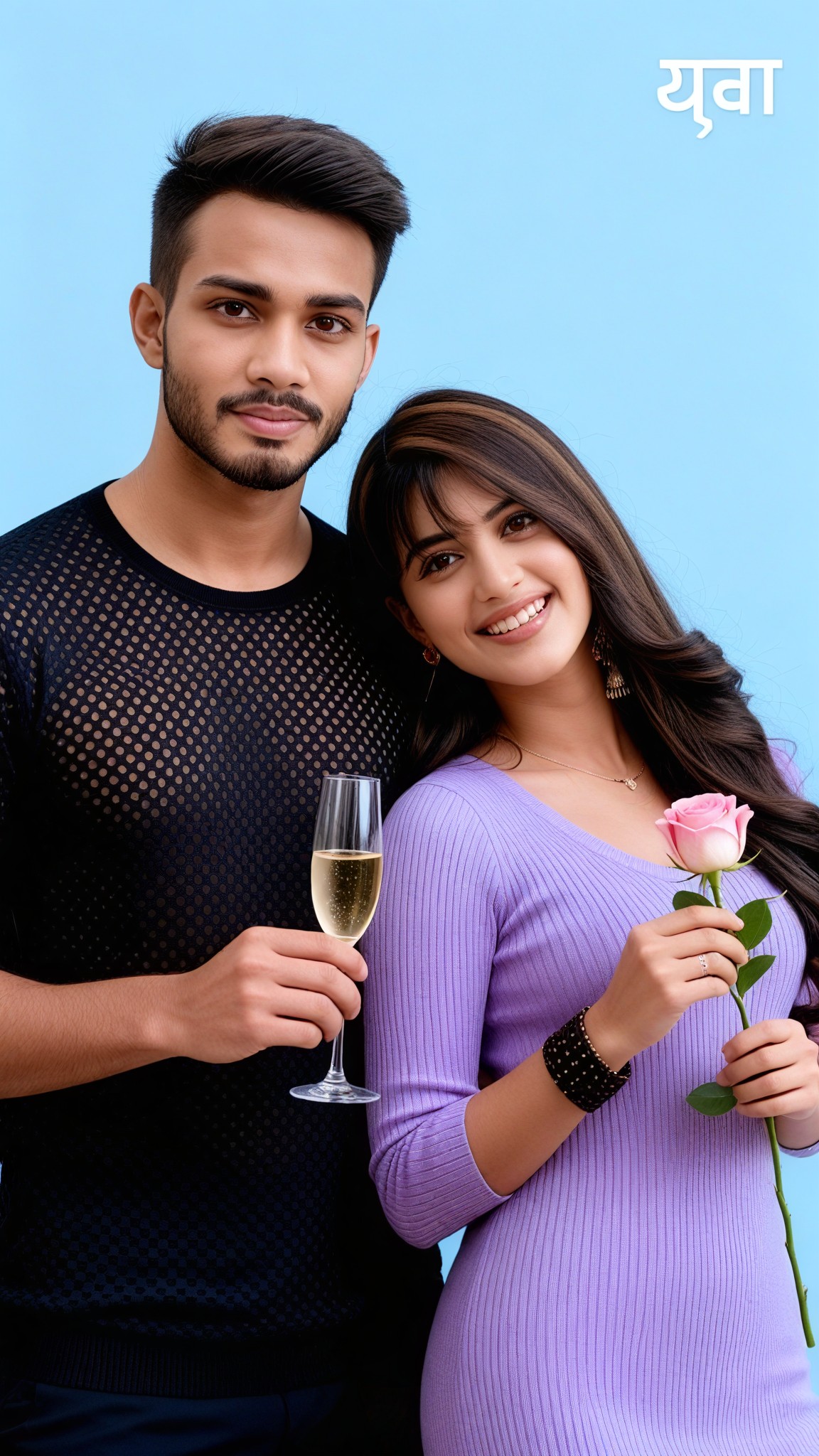 Blue Background Hindi Rose Intimate Photo image