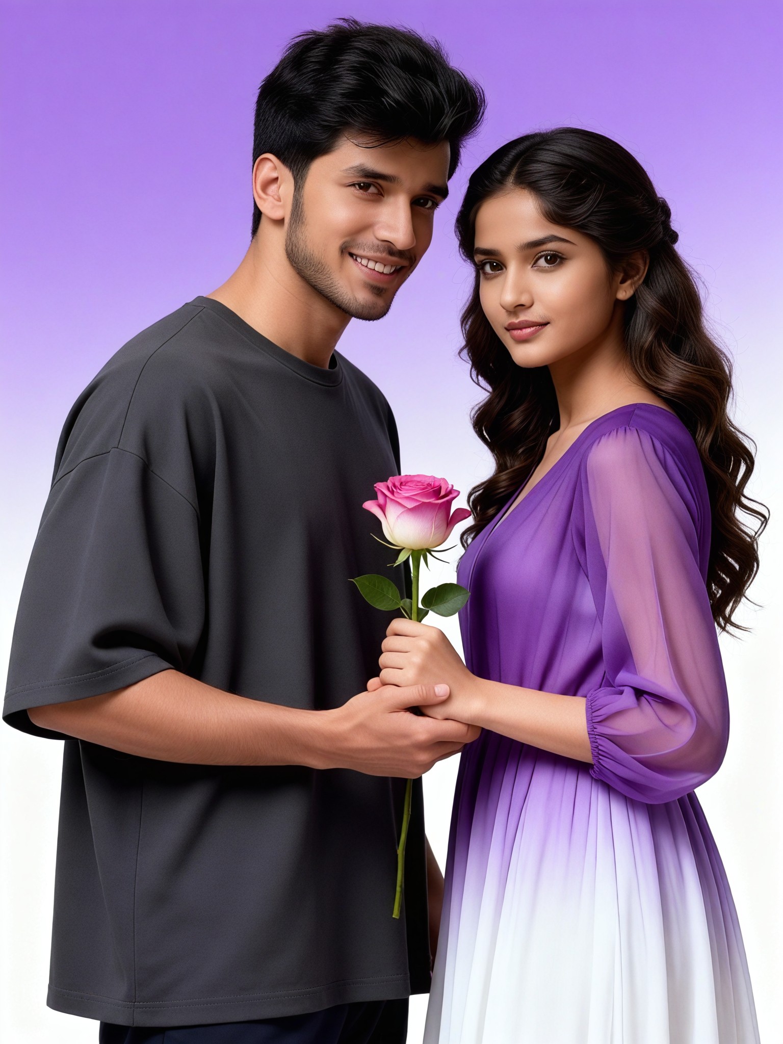 Gradient Purple and White Rose Elegant Photo image