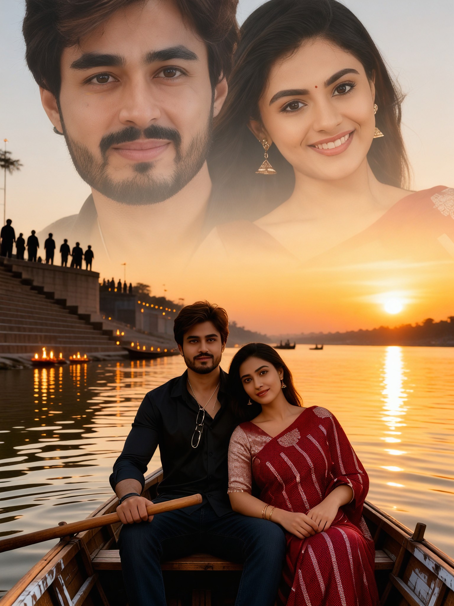 Ganges Golden Afterglow · Double Exposure image