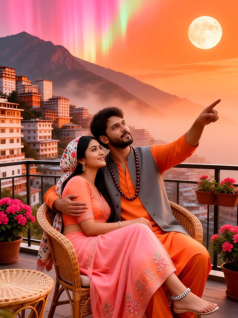 Terrace - Couples Enjoying the Moon image