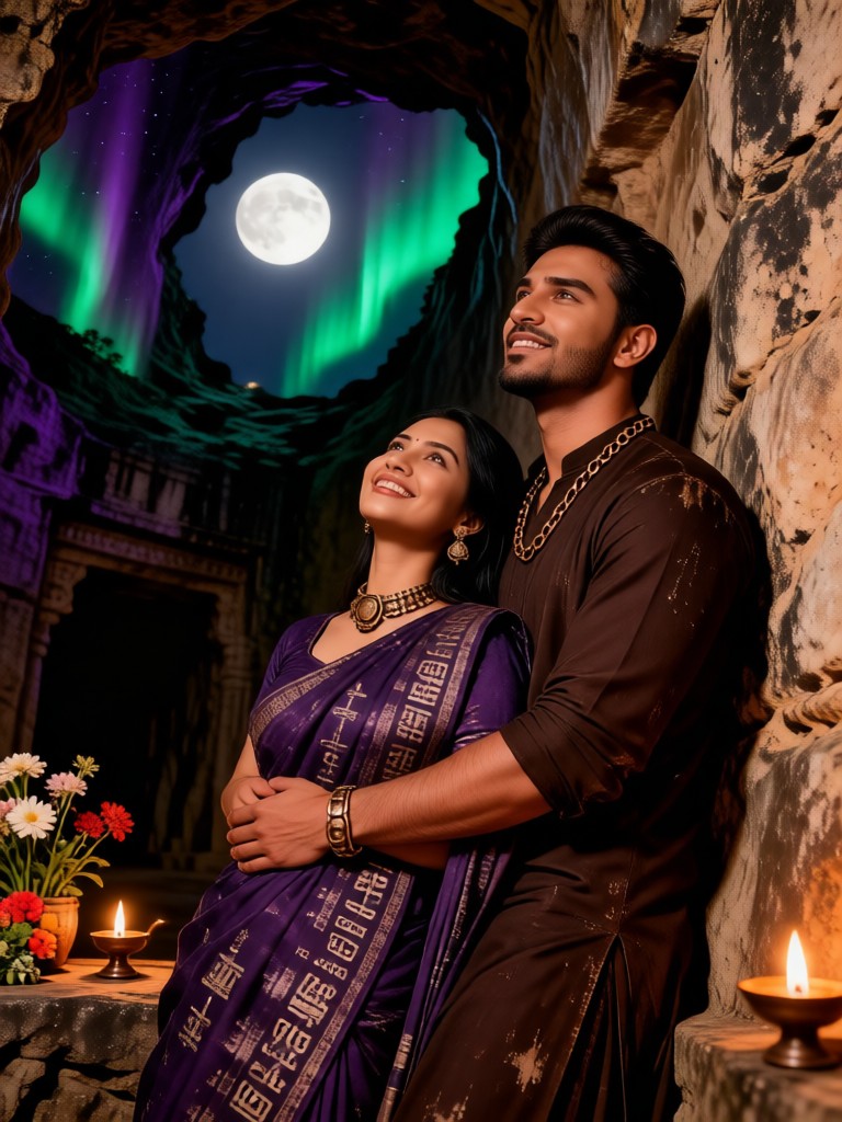 Stone Cave - Couple Watching the Moon image