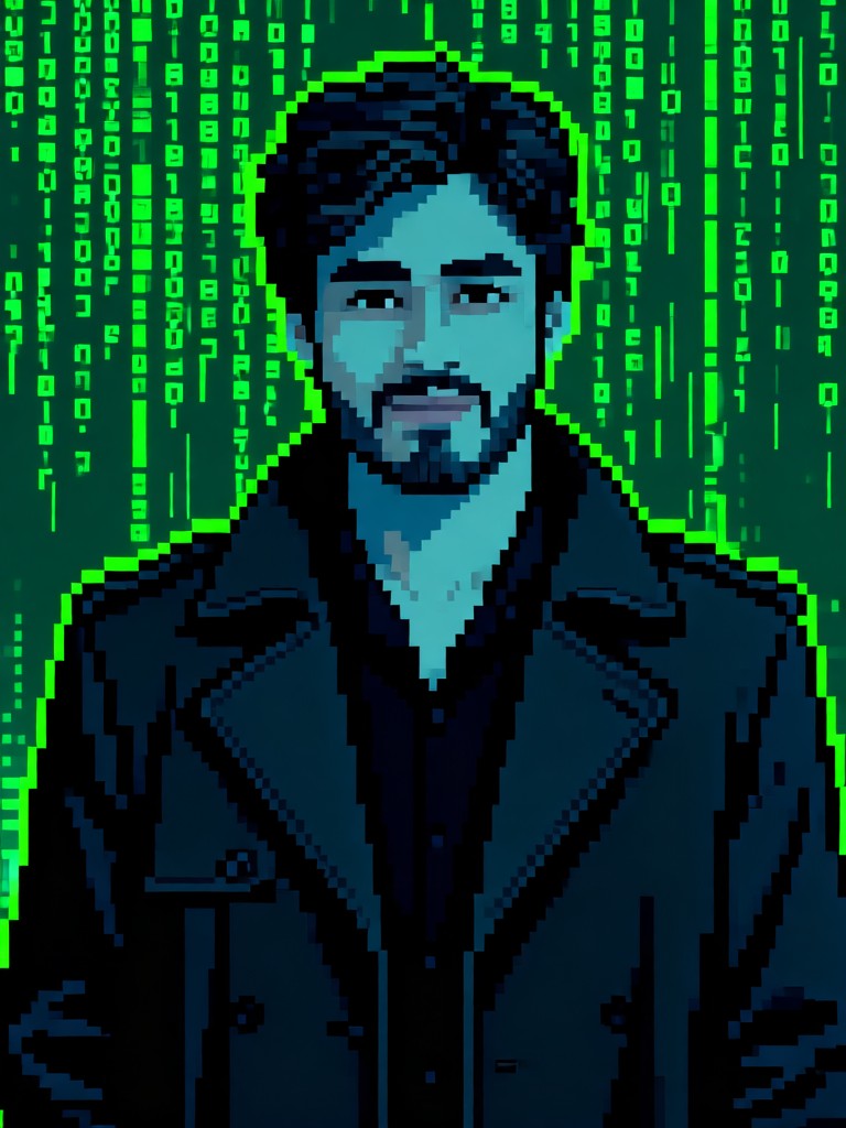 Retro pixel block portrait image