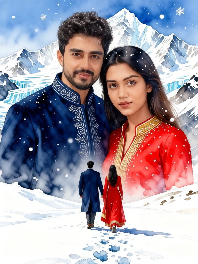 Snowy Romance Watercolour image