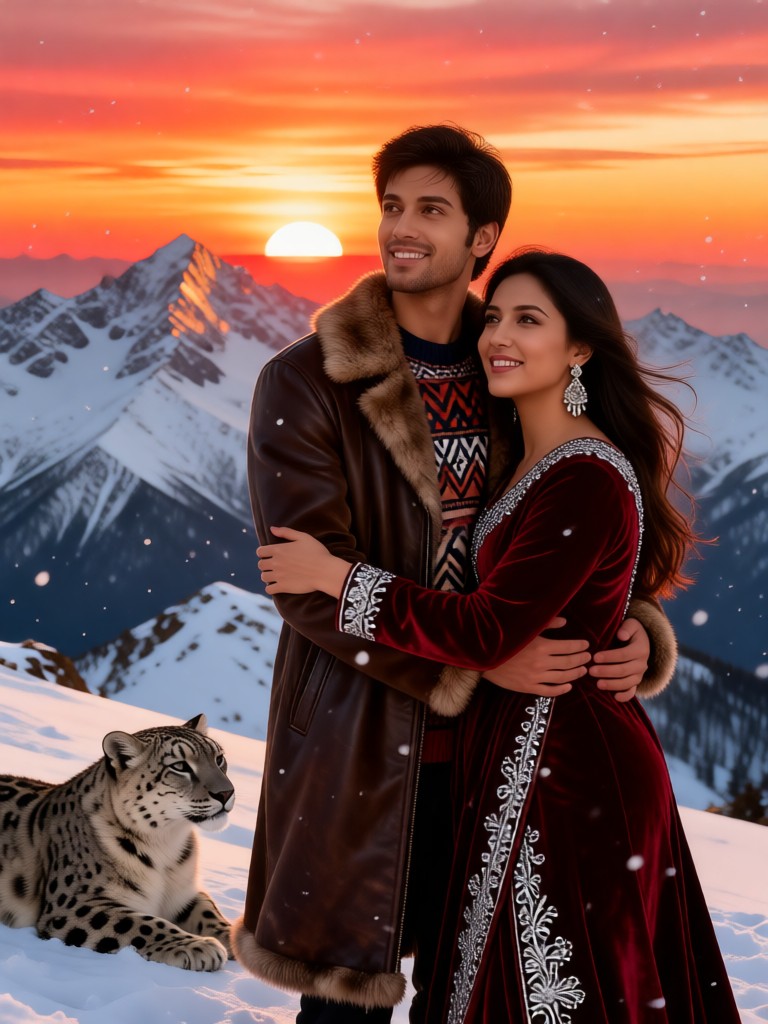 Golden Sunset & Snow Leopard image