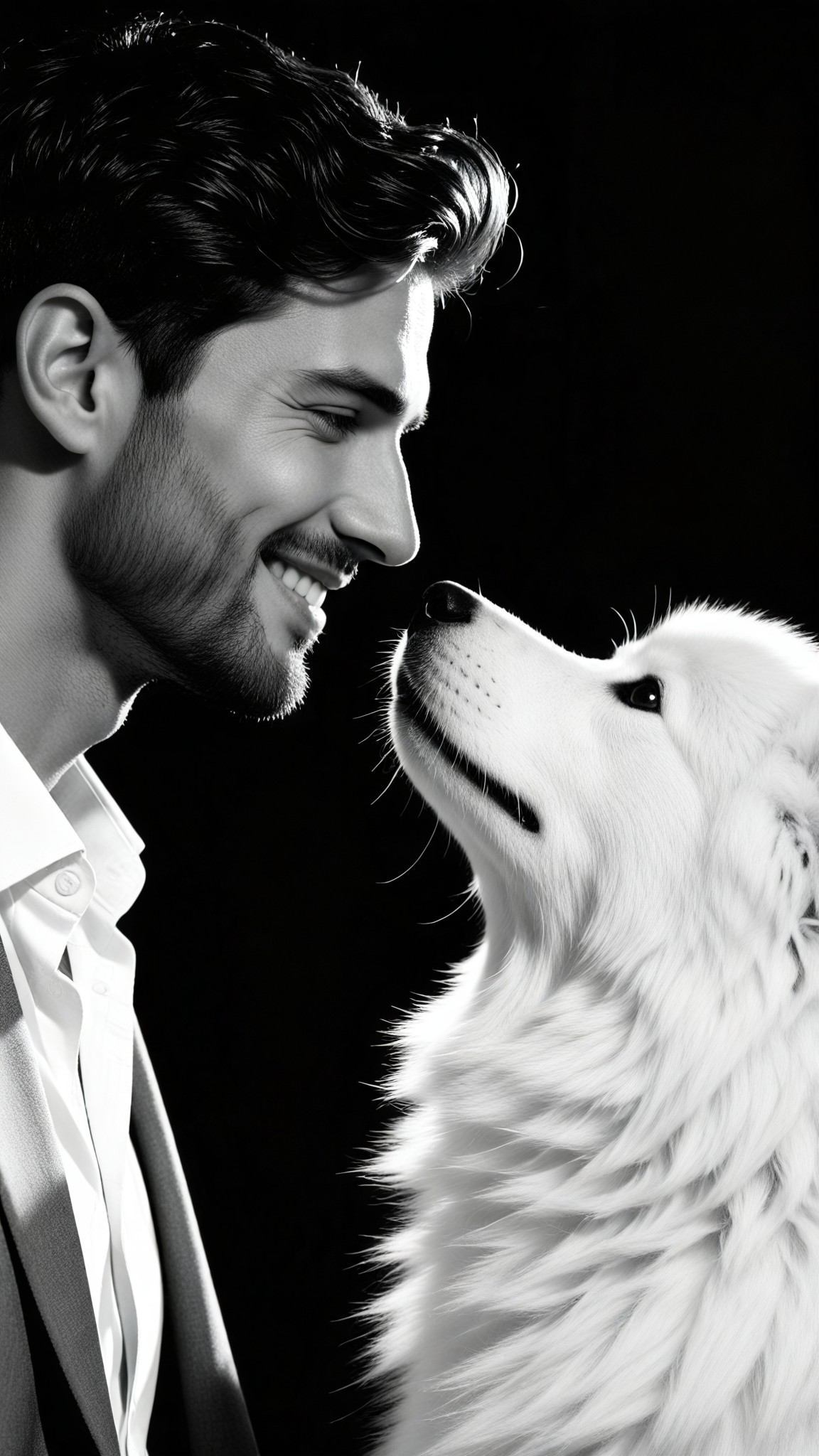 Black and white photography - people and pet image