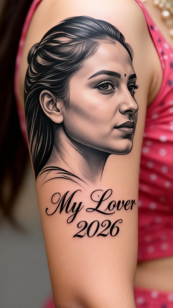 Lover's facial tattoo image