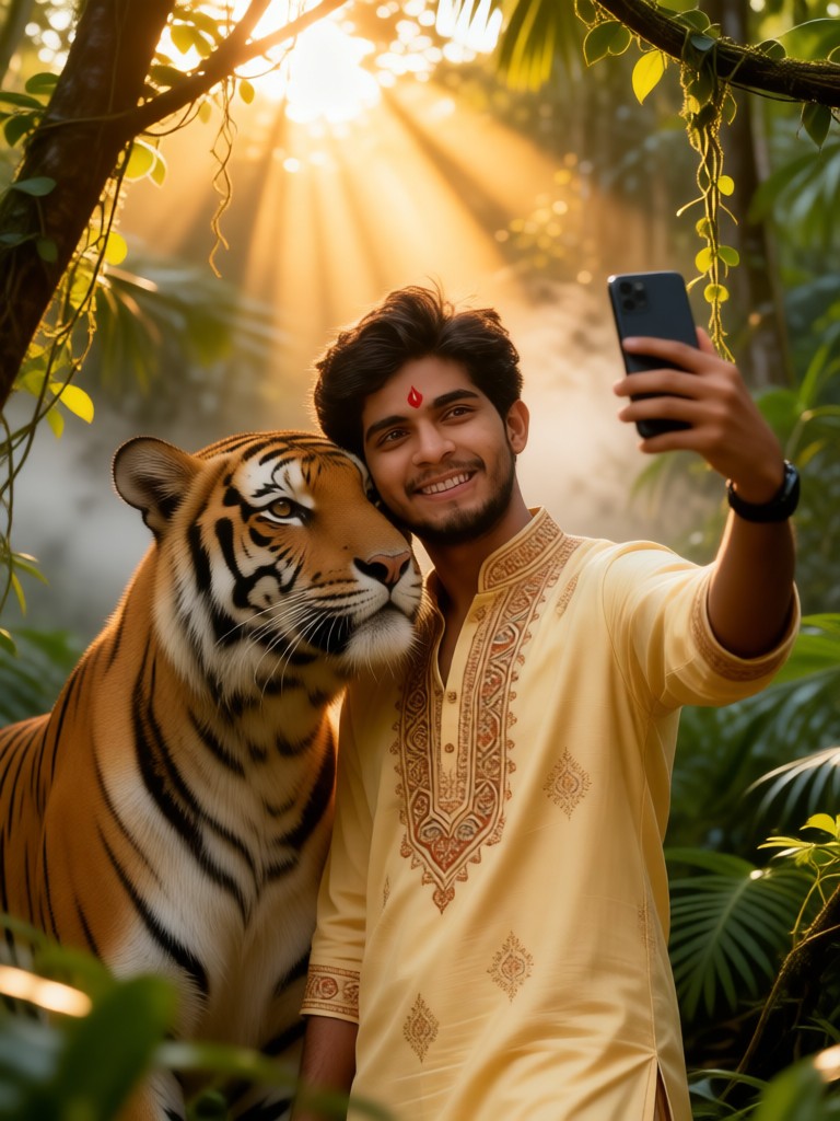 Selfie - Person and Tiger - Male image