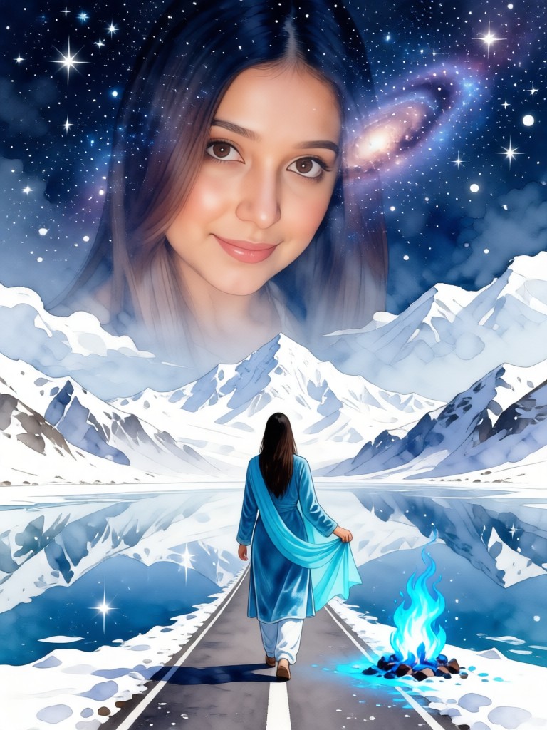 Watercolour Snow Campfire image