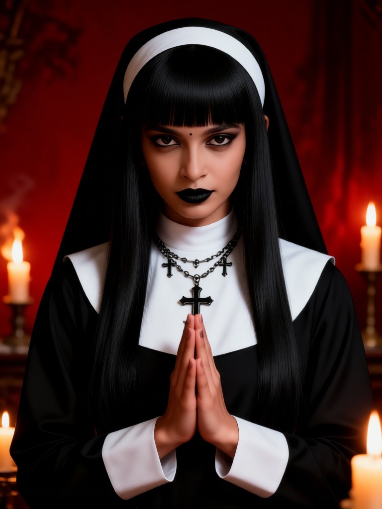 Dark nun style photo image