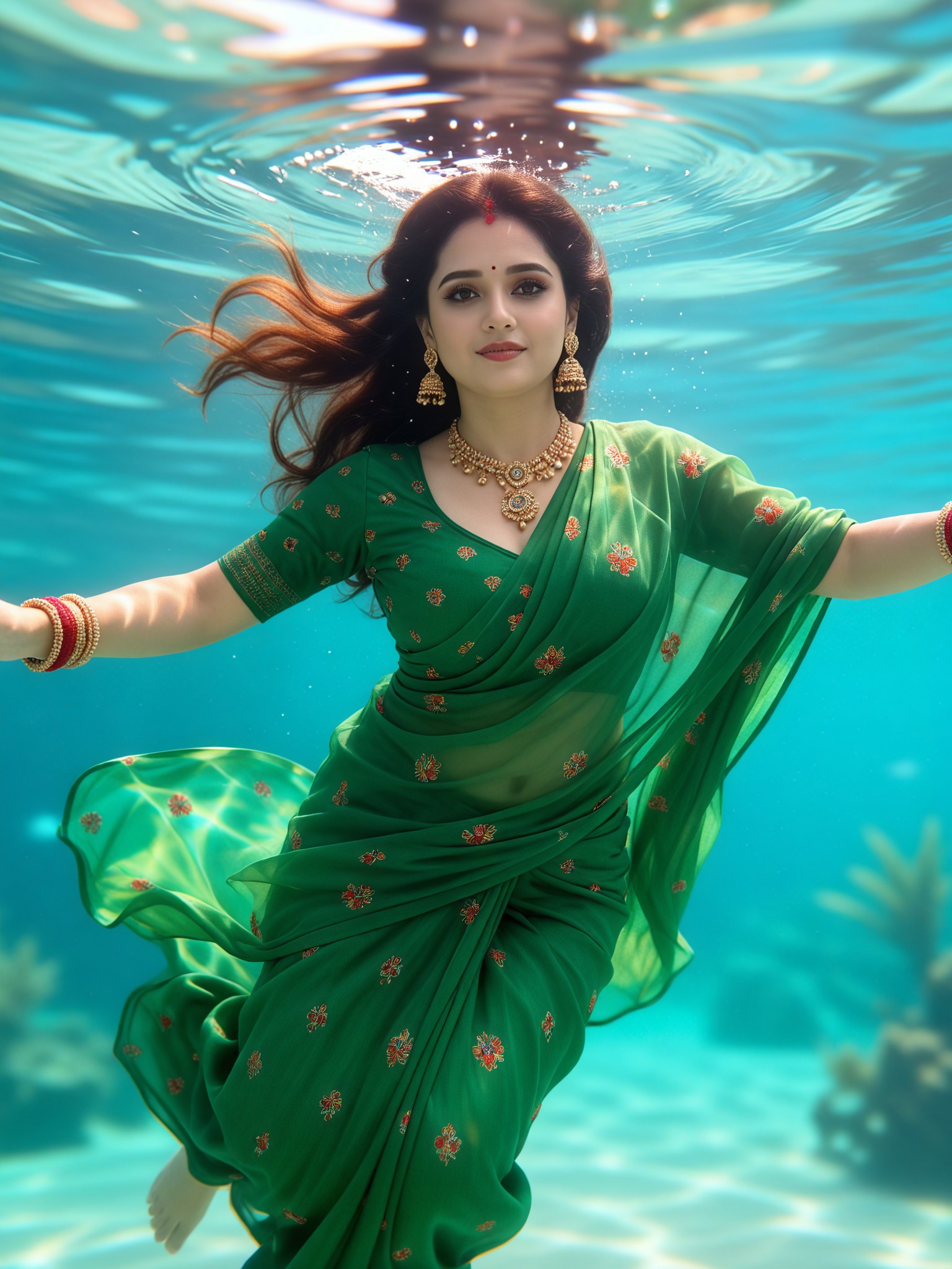 Green Kurta in Underwater Glimmer  image