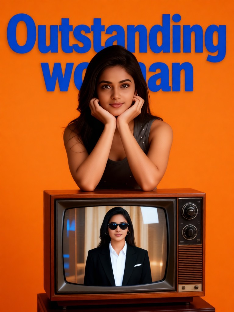 Taking a photo with the TV - Woman 2 image